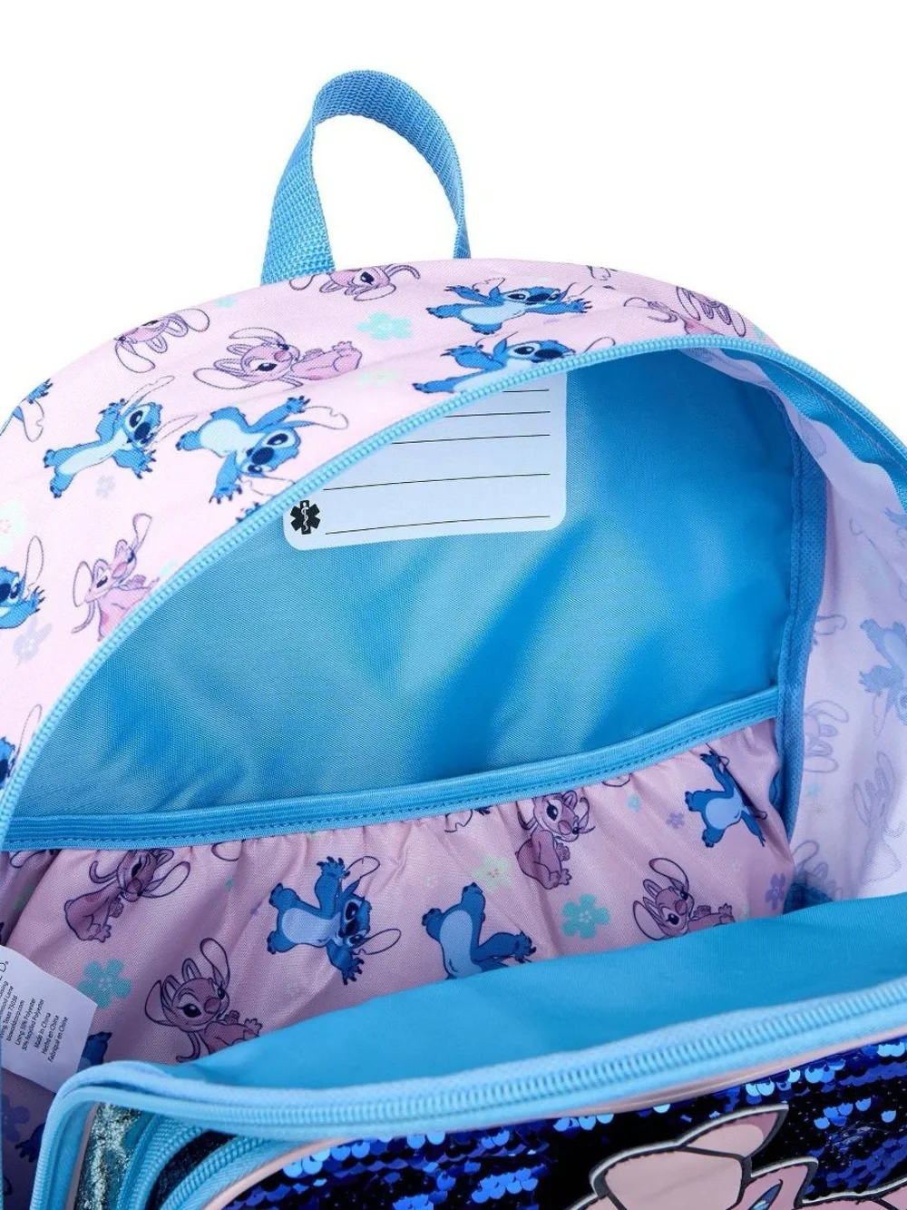 Disney Blue and Pink Lilo & Stitch Sequin Heart Kids Backpack T